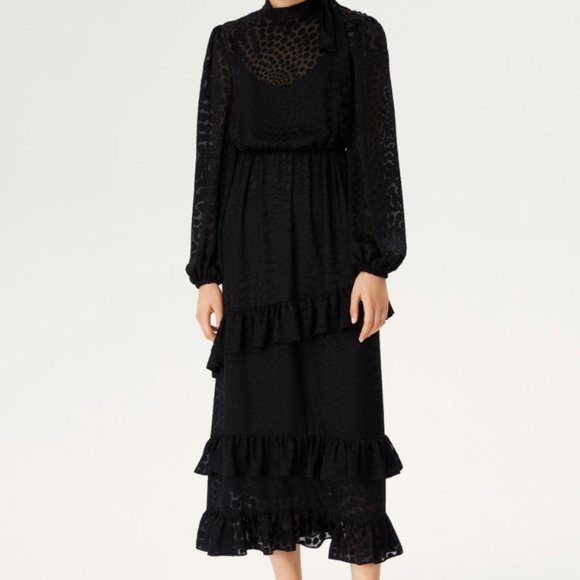 Polka Dot Sheer Long-sleeve Dress - Picture 4 of 4